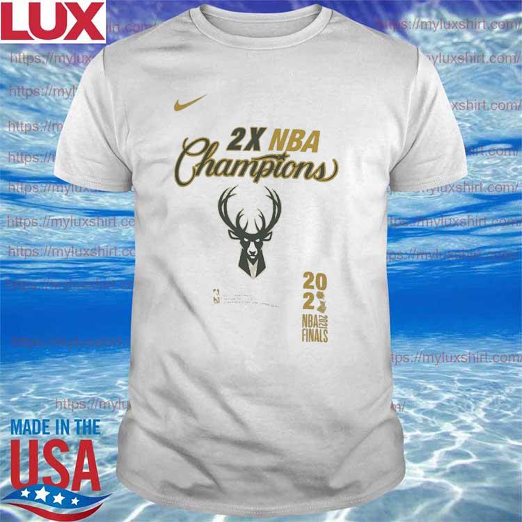 Milwaukee Bucks Shirt Mens Large White Nike Tee Basketball NBA Champions  Finals