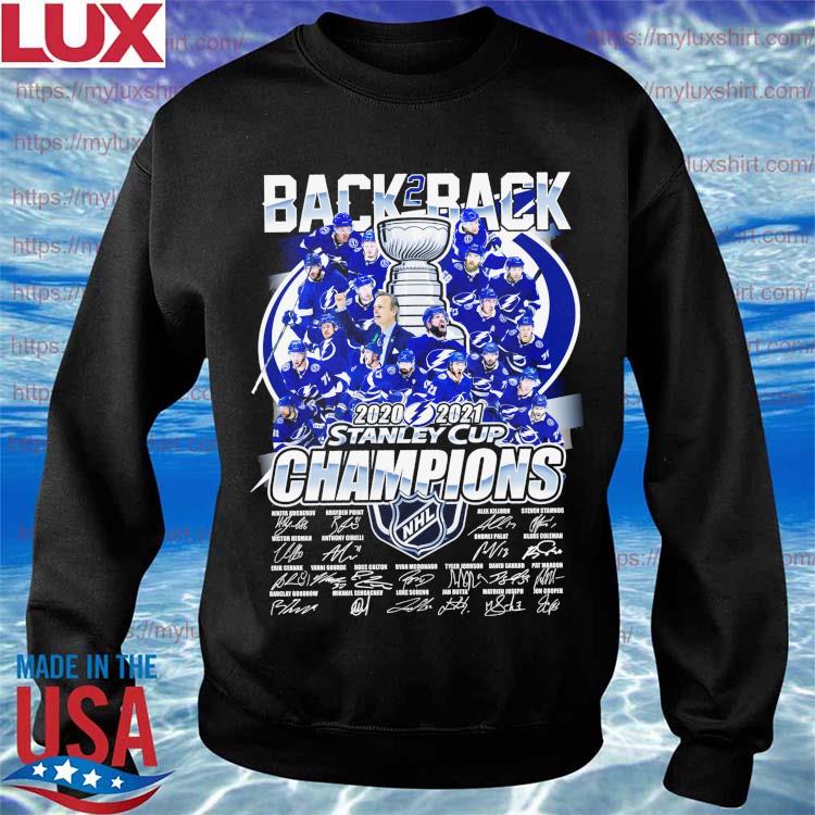 Tampa Bay Lightning Back 2 Back 21 Stanley Cup Champions Signatures Shirt Hoodie Sweater Long Sleeve And Tank Top