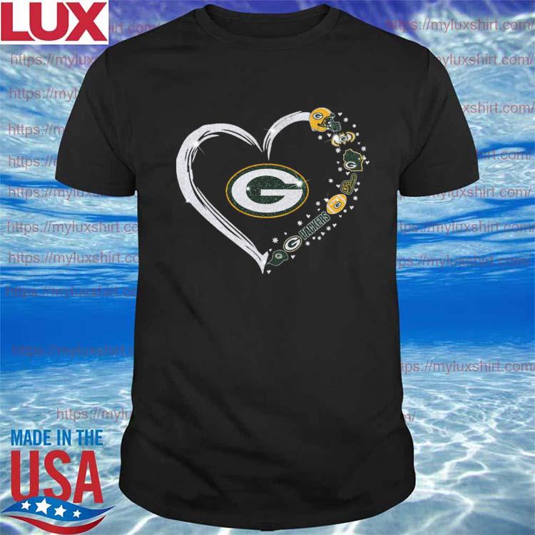 Green Bay Packers heart shirt, hoodie, sweater, longsleeve and V-neck T- shirt