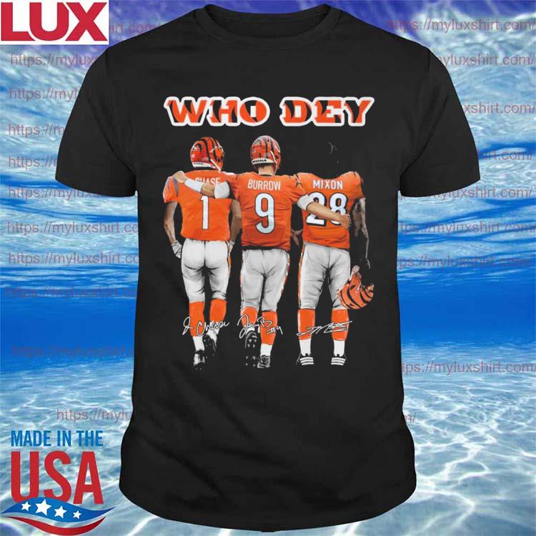 Who Dey Ja'Marr Chase Joe Burrow and Joe Mixon Cincinnati Bengals  signatures shirt, hoodie, sweater, long sleeve and tank top