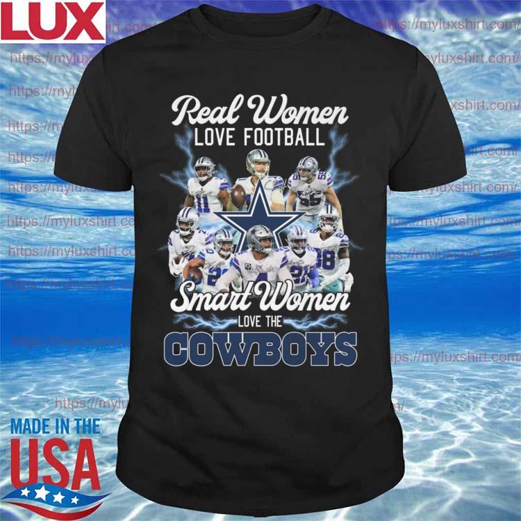 real women love football smart Women love the Dallas Cowboys team signatures shirt