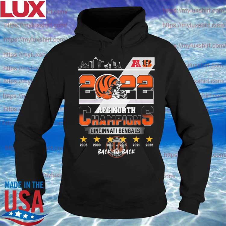 Cincinnati Bengals 2022 AFC NOrth Champions 2005-2022 Back To Back shirt,  hoodie, sweater, long sleeve and tank top