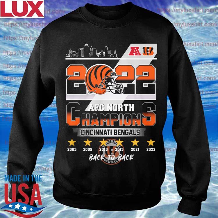 2022 AFC North Champions Cincinnati Bengals 2005-2022 Back to back shirt,  hoodie, sweater, long sleeve and tank top