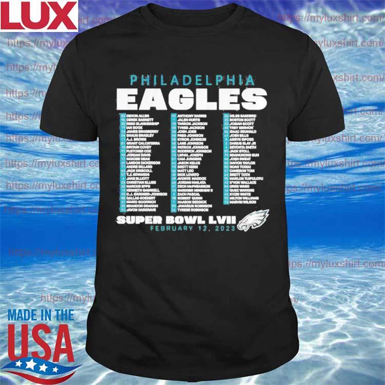 Philadelphia Eagles Super Bowl LVII Varsity Roster 2023 T-shirt