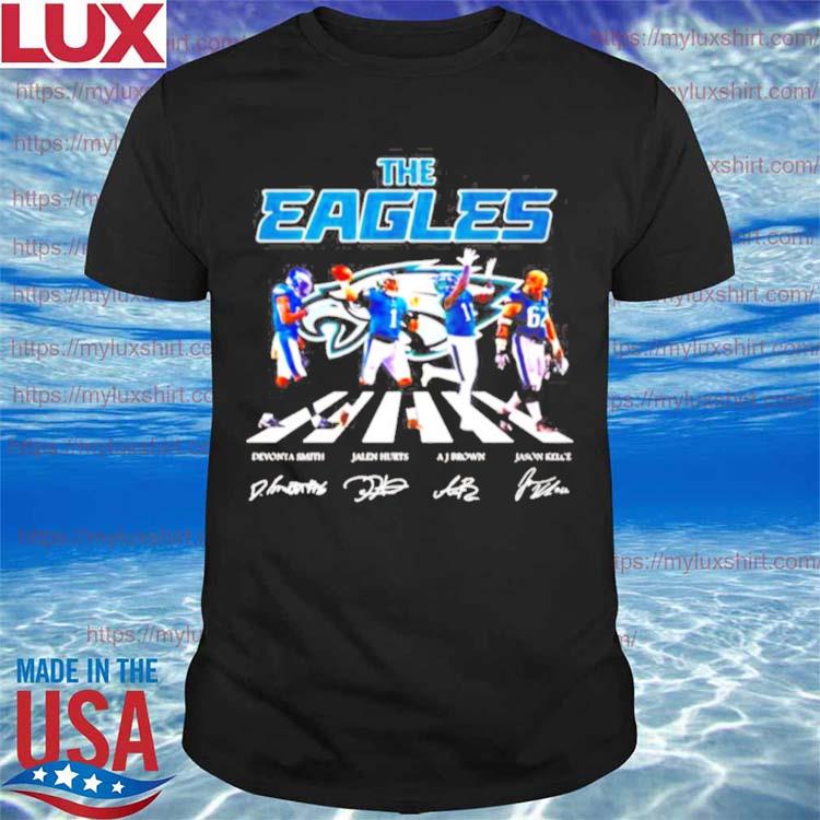 The Eagles Devonta Smith Jalen Hurts AJ Brown and Jason Kelce abbey road signature Shirt